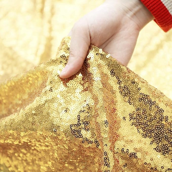 Poise3EHome Gold Sequin Backdrop Curtain, 10Ft x 10Ft Golden Glitter - Image 5