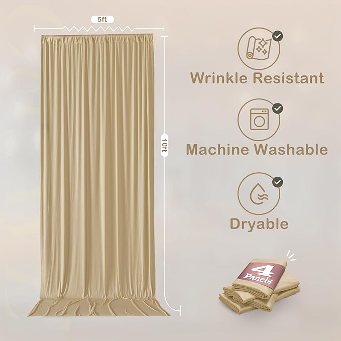 20ftx10ft Beige Backdrop Curtains - Image 5