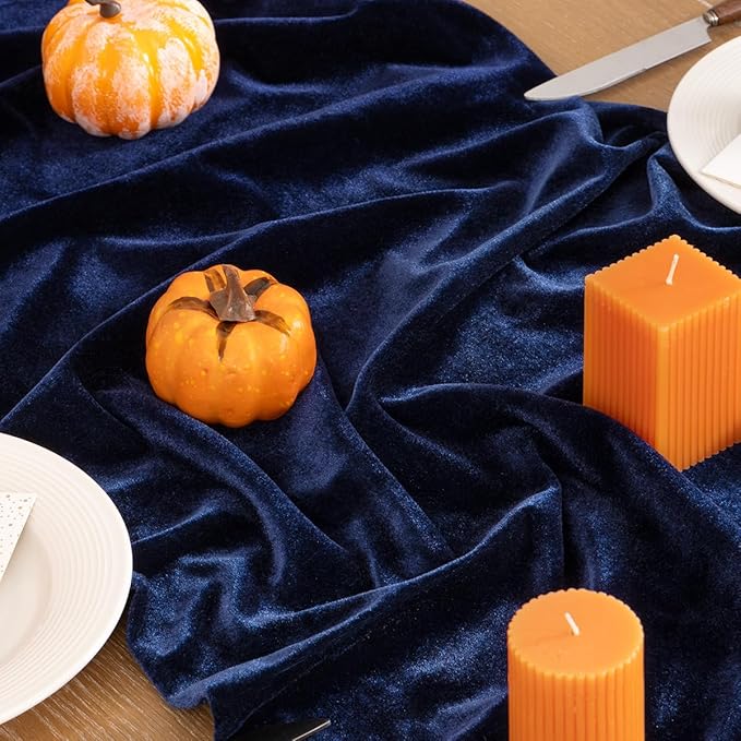 Navy Blue Velvet Table Runner 3 Pack Fall Thanksgiving Navy Table Runners 20 x - Image 3