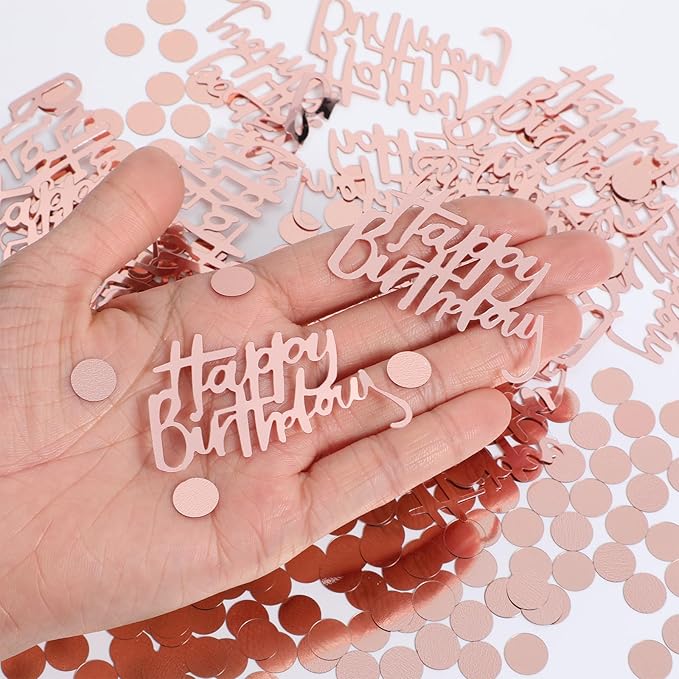 300pcs Rose Gold Happy Birthday Confetti - Image 2