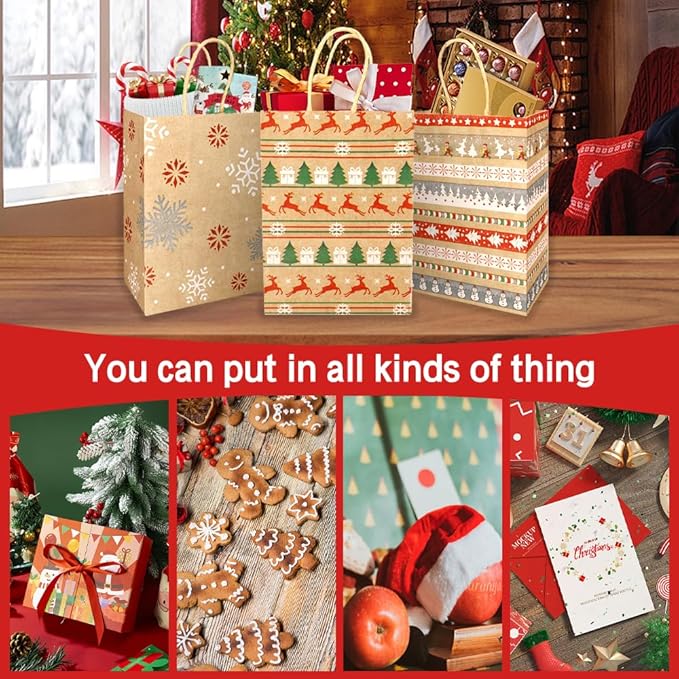 STPIYFZU Christmas Gift Bags, 25 Pack Small Christmas Gift Bags - Image 5