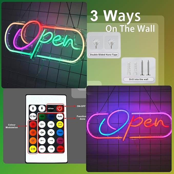 Ineonlife Open Neon Sign, Dream Colorful Open Controller Neon Light - Image 6