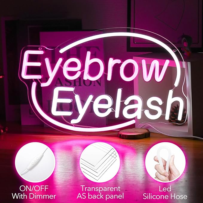 Eyebrows Eyelash Neon Sign, Girls Makeup Room Bedroom Beauty Salon Eyelash - Image 6