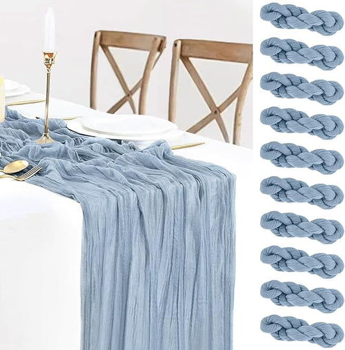 10 Pack Dusty Blue Cheesecloth Table Runner 35x120 Inch, Fall Thanksgiving 10FT by BlueTopCoLtd