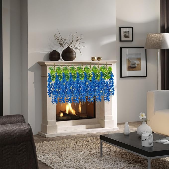 12 Pack Royal Blue Wisteria Hanging Flowers Garland - Image 4