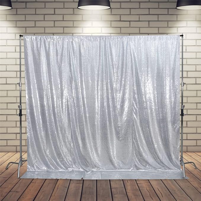 Eternal Beauty Silver Thick Sequin Backdrop, 10x10 Ft Glitter Background by EternalBeauty