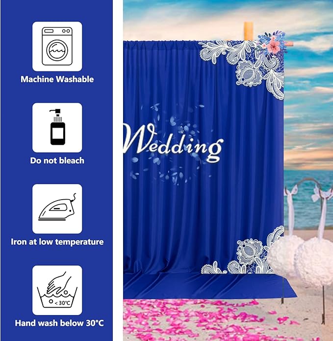 10ft x 8ft Royal Blue Backdrop Curtains - Image 7