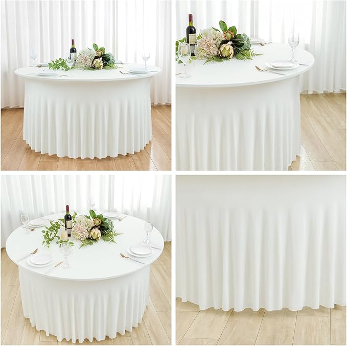 2 Pack Ivory Spandex Round Tablecloths - Image 7