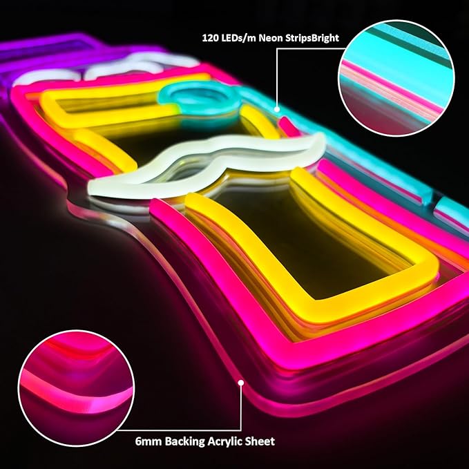 BEER Neon Sign for Wall Decor, Gentleman Neon Bar Signs for Home Bar Pub Party - Image 3