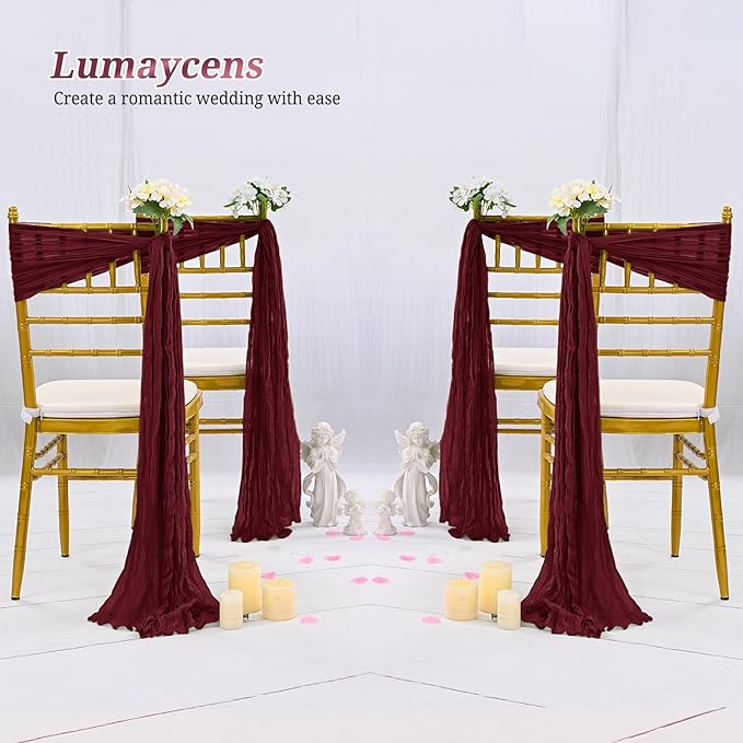 50 PCS Cheesecloth Chair Sashes Bows Wedding Aisle Decorations Chair Ribbon - Image 6