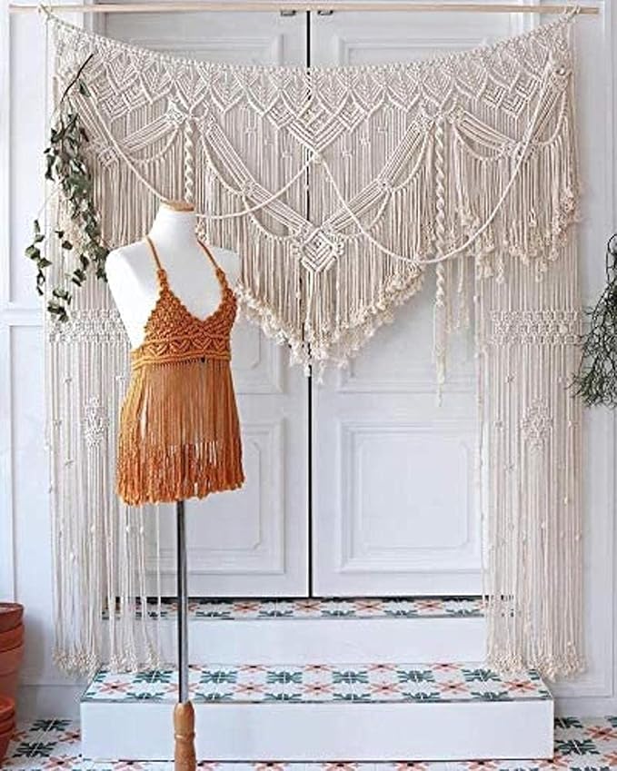 S.N.HANDICRAFTS Macrame Large Curtain Bohemian Boho Decoration Backdrop Wedding - Image 2