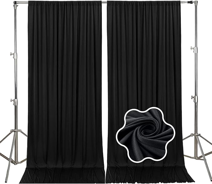 10ft x 10ft Black Backdrop Curtains by Tisspoms