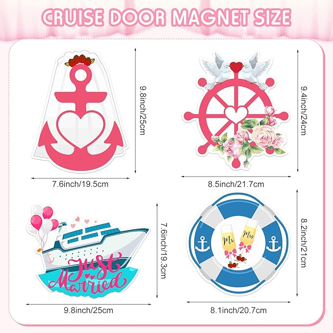 Xuhal 4 Pcs Just Married Cruise Door Decorations Wedding Honeymoon Cruise Door - Image 2