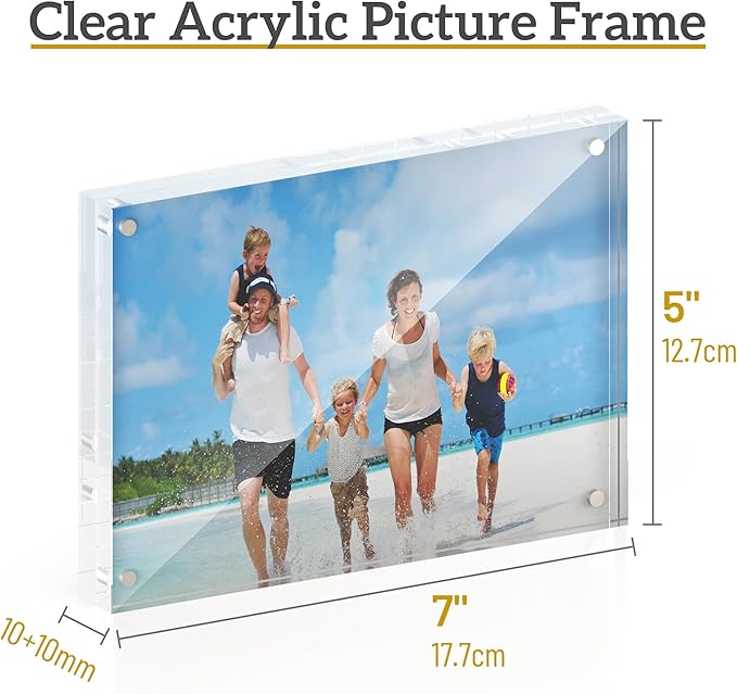 5x7 Acrylic Picture Frame 3 Pack, 20mm Thick Magnetic Double Sided Display 20% - Image 3