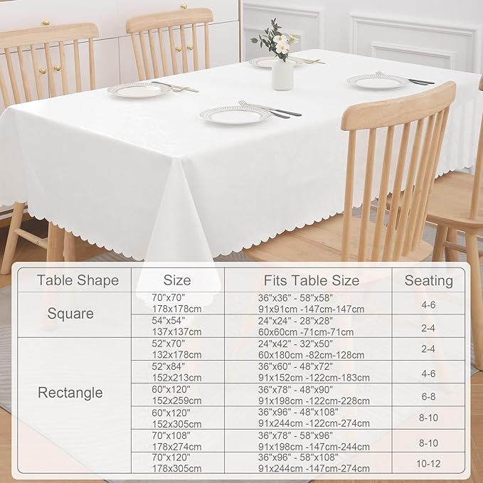 Smiry Square Table Cloth, Waterproof Heavy Duty Vinyl Tablecloths, Wipeable - Image 6