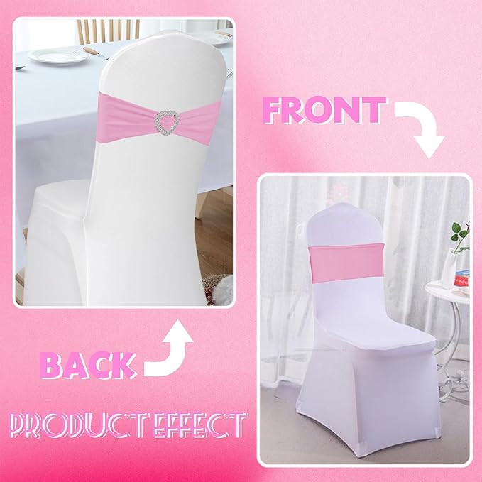 100PCS Spandex Stretch Chair Sashes Bows Universal Elastic Chair Cover Bands - Image 5