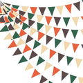32Ft Orange Green Brown Party Decorations Triangle Flag Pennant Bunting Fabric by pinkblume