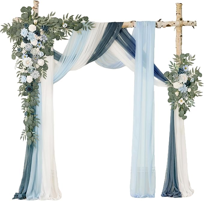 Deluxe Blue Artificial Wedding Arch Flowers by WEIERYUE