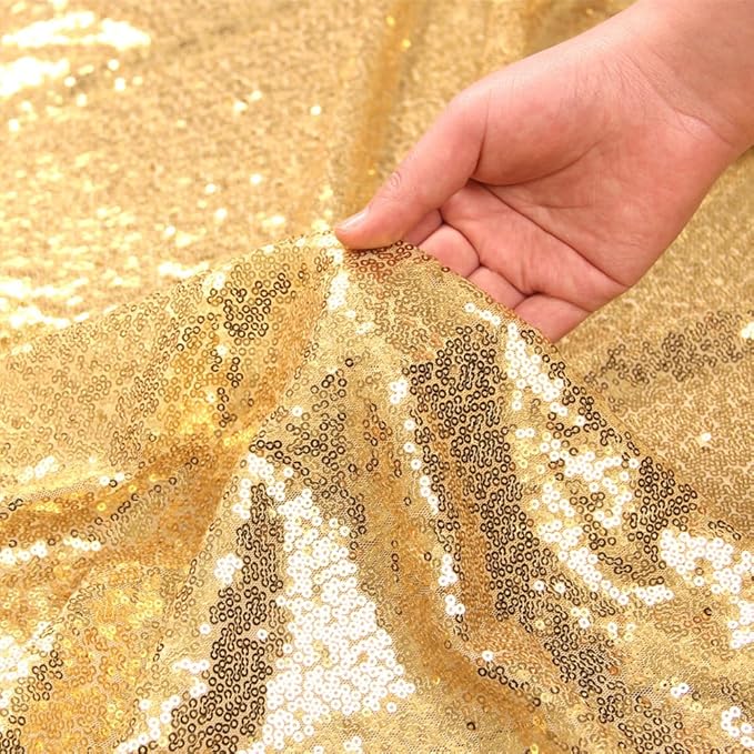 SquarePie Sequin Tablecloth 60 x 120 Inch Gold Sparkly Table Linen - Image 9