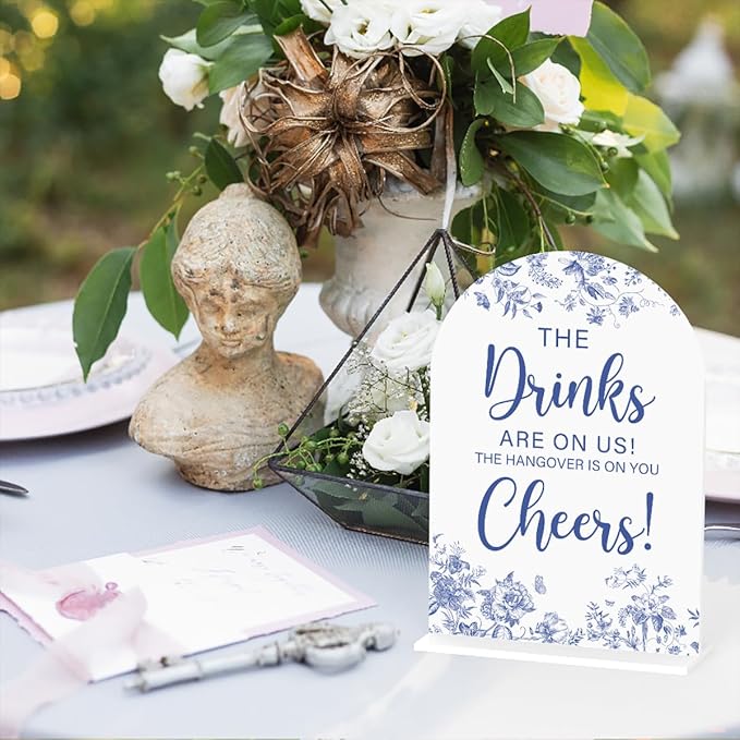 Acrylic Wedding Signs, Dusty Blue Wedding Decor, The Drinks Signs - Image 3