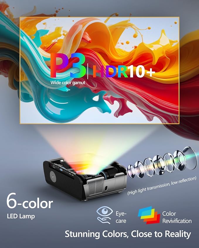 4K Projector Auto Focus HDR WiFi 6, Smart Daylight Projector 4K High Lumen 2300 - Image 4