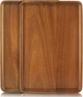 2 PCS Solid Acacia Wood Serving Trays 16 * 12 inch Rectangular Wooden Serving by focusonwoodandbamboo