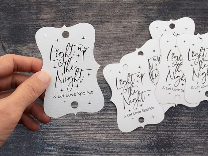 Summer-Ray 50pcs Light up The Night & Let Love Sparkle Wedding Sparkler Tags - Image 3
