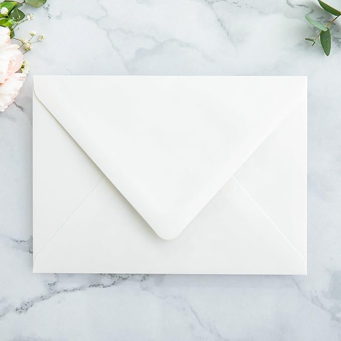 PONATIA 50PCS A7 Euro Flap Ivory Envelope, 5.25 x 7.25'' Wild Flowers Liner - Image 2