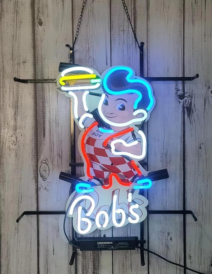 Neon Signs for Wall Decor Compatible For Bob's Big Boy Restaurant Burger Sign by Unknown