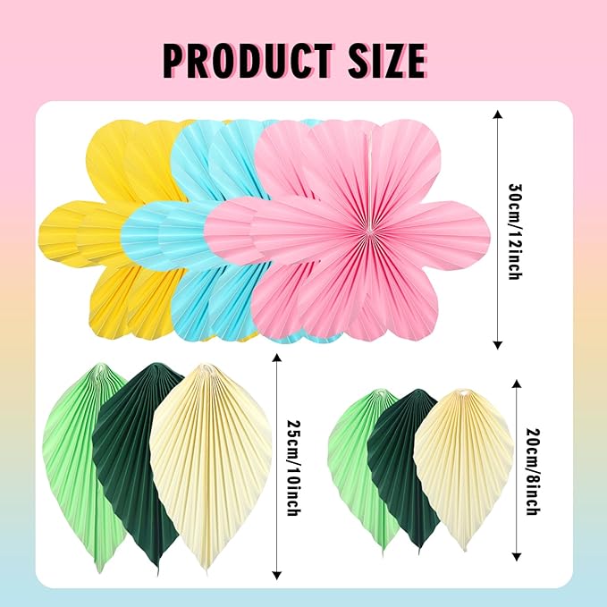 ADLKGG Paper Flowers Leaves Fan Party Decorations, Hanging Flower Wall Backdrop - Image 2
