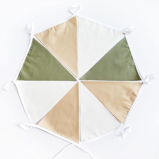 32Ft Camping Party Decorations Olive Green Tan Brown Cream Neutral Triangle - Image 7