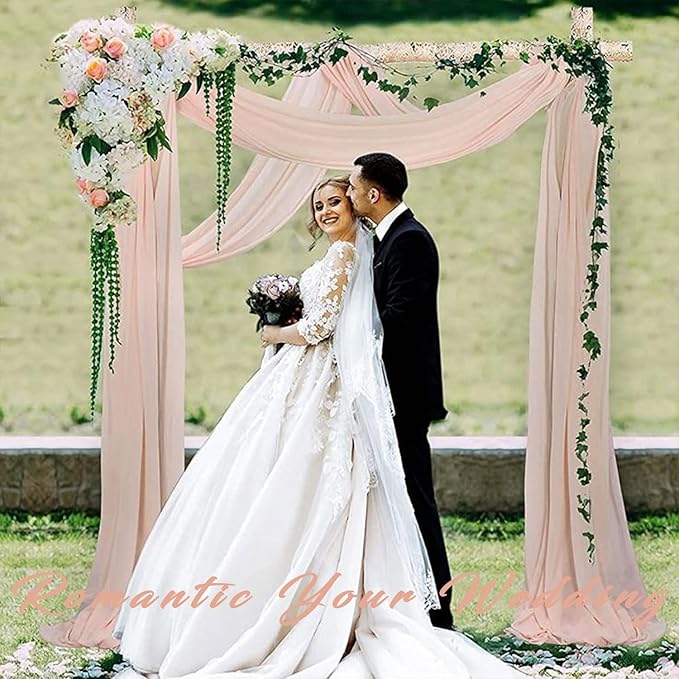 2 Panels 20Ft Length x 28" Width Light Peach Wedding Arch Draping Fabric Arch - Image 8