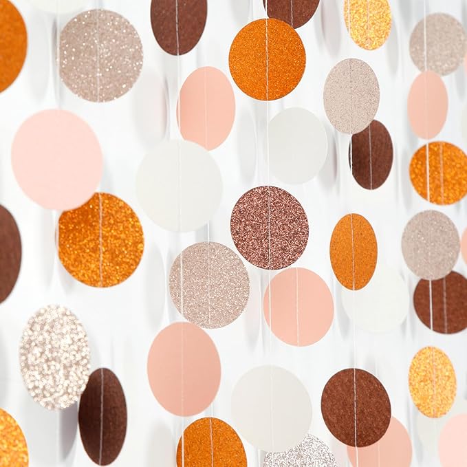 Orange Brown Rose-Gold Party-Decorations Streamers-Garland - 52ft Boho Fall by Hugfond