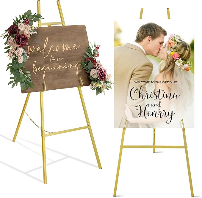 ARTASY 50" Gold Easel Stand for Wedding Signs, Portable Artist Easel for by ARTASY