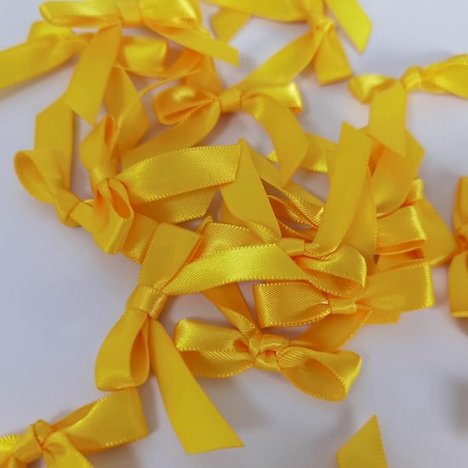 50pcs 1-1/2" Mini Yellow Satin Ribbon Bows Without Twist Ties - Image 6