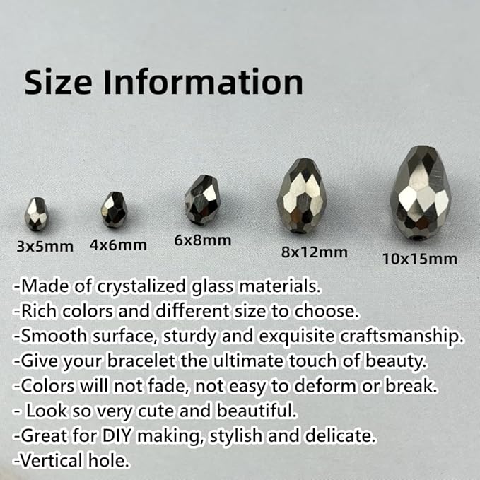 150pcs 4x6mm Teardrop Crystal Glass Beads - Image 2