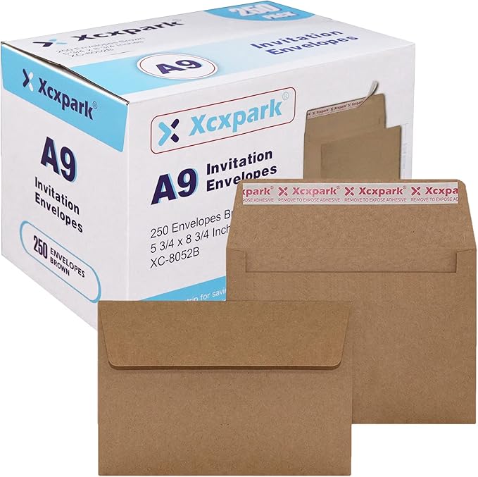 250 Qty Printable A9 Invitation Envelopes 5.75 x 8.75 Cards, Self Seal 120GSM by Xxcxpark