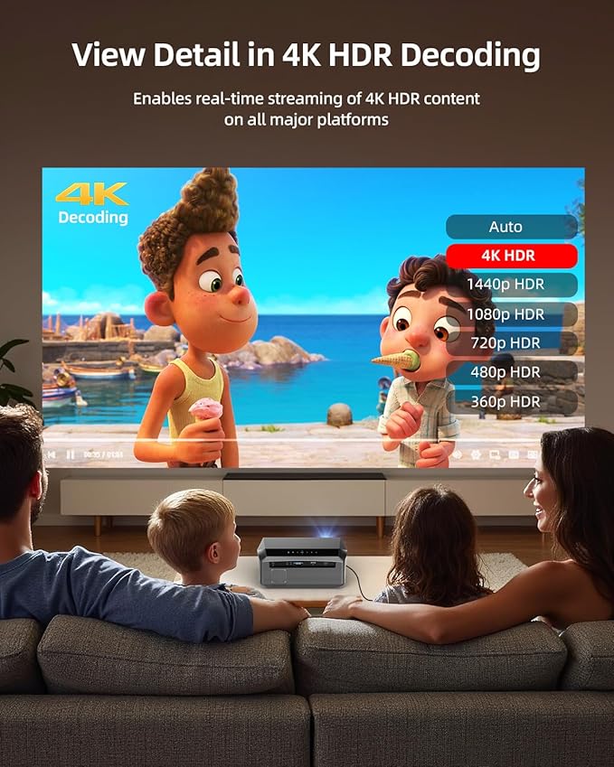 Smart LED 4K Projector Daylight HDR WiFi 6 Bluetooth Google TV, 2300ANSI - Image 3