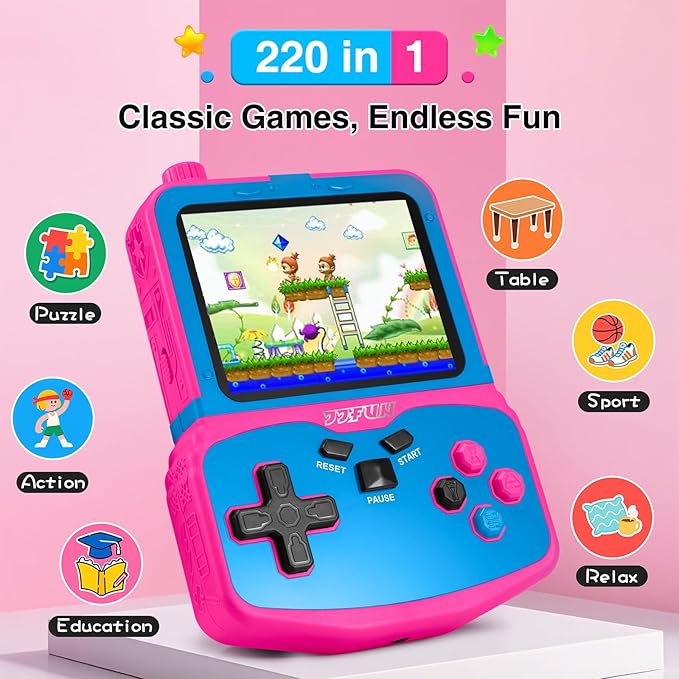 Handheld Game Console for Girls, 220 Retro Games Built-in, 3.5'' HD IPS Screen - Image 2