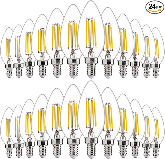 FLSNT 24 Pack Dimmable LED Candelabra Bulbs, 40W Equivalent LED Chandelier by FLSNT