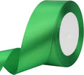 Green Solid Satin Ribbon 1-1/2 Inch 25 Yards Solid Polyester Fabric Ribbon by Riunbb