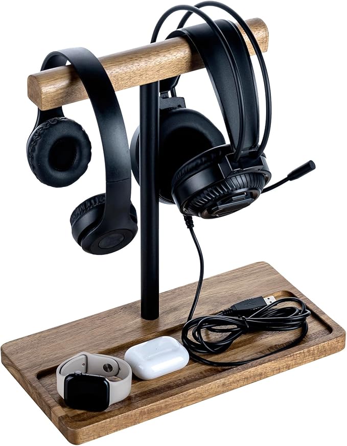FARM IN Solid Acacia Wood Headphone Stand by Unknown