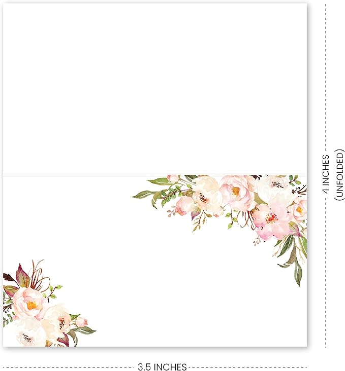 Hadley Designs 25 Pink Peony Floral Tent Table Place Card - Image 2