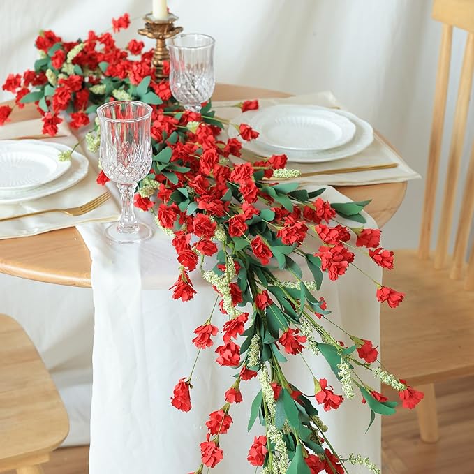 Mizii Burgundy Artificial Flower Garland 6FT Fake Wildflower Floral Garland - Image 5