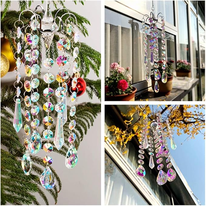 H&D HYALINE & DORA Chandelier Wind Chimes AB Coating Crystal Prisms Hanging - Image 7