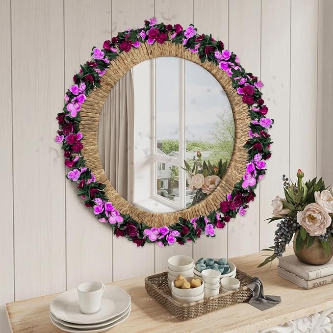 8Pcs 63Ft Purple Rose Garland, Fake Rose Hanging Flowers, Artificial Flower Vine - Image 5