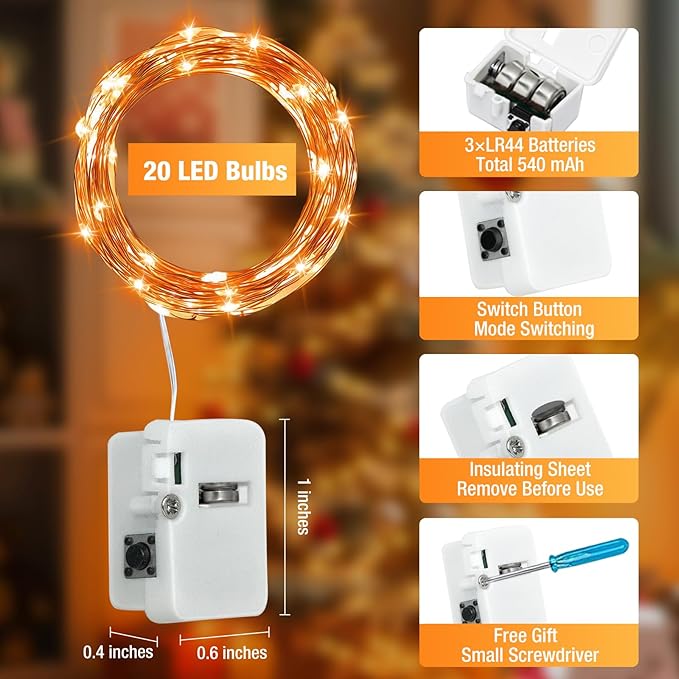 12 Pack Fairy Lights Battery Operated - 7ft 20 Led Twinkle Lights 3 Modes - Image 5