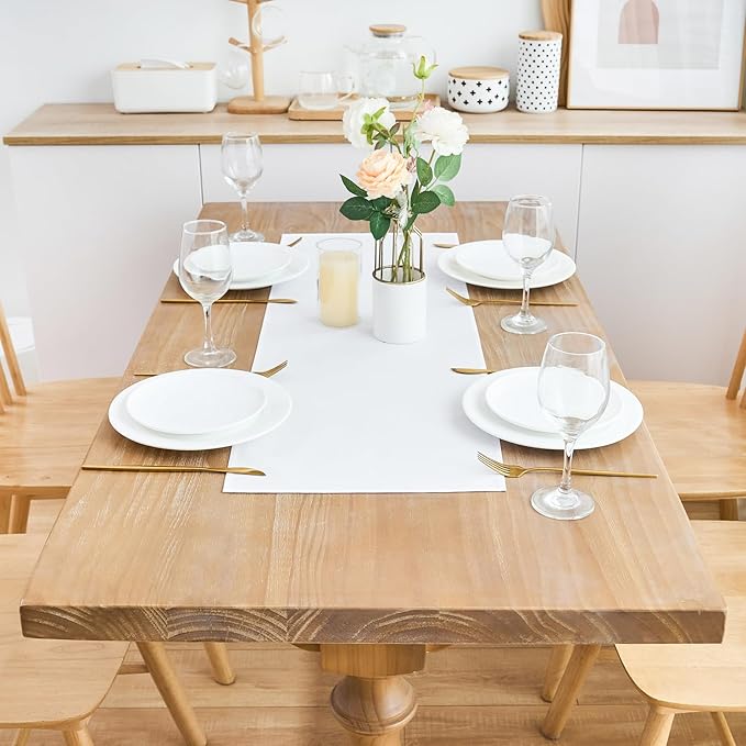 2 Pack White Small Short Table Runner 12 x 24 Inch Solid Color Runners Coffee - Image 3