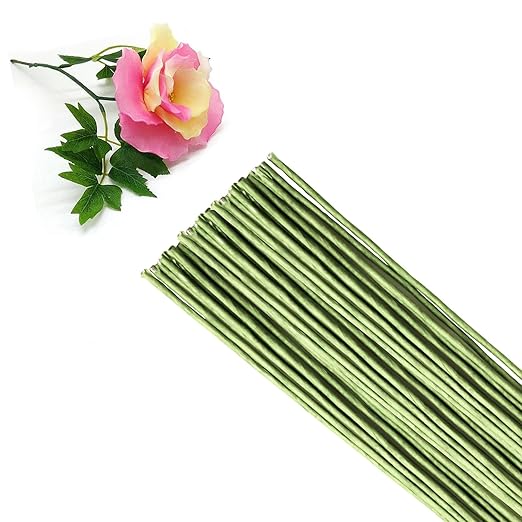 16-inch Green Paper Wrapped Flower Stems by Etetevntt