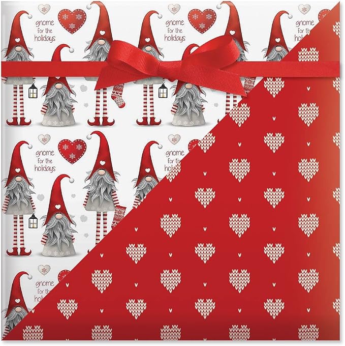 Current Gnome for the Holidays Double-Sided Rolled Christmas Wrapping Paper by Current